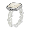 Correa Apple Watch de perlas blancas elástica, joya elegante, estilo refinado y femenino, modelo Perline