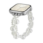 Correa Apple Watch de perlas blancas elástica, joya elegante, estilo refinado y femenino, modelo Perline