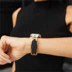 Correa para Apple Watch, para mujer, chic en cuero split, cinta con strass brillante, modelo Bellita