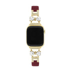Correa para Apple Watch, para mujer, chic en cuero split, cinta con strass brillante, modelo Bellita