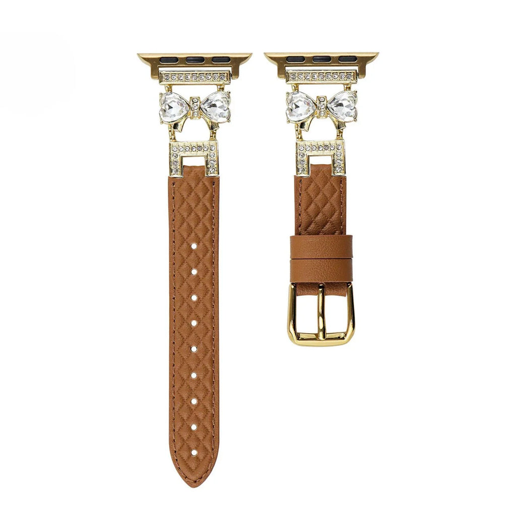 Correa para Apple Watch, para mujer, chic en cuero split, cinta con strass brillante, modelo Bellita