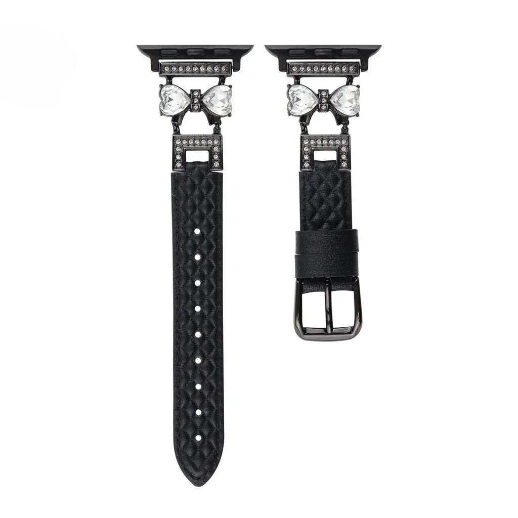 Correa para Apple Watch, para mujer, chic en cuero split, cinta con strass brillante, modelo Bellita