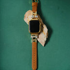 Correa para Apple Watch, para mujer, chic en cuero split, cinta con strass brillante, modelo Bellita