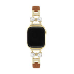 Correa para Apple Watch, para mujer, chic en cuero split, cinta con strass brillante, modelo Bellita