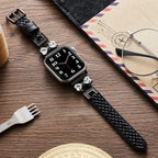 Correa para Apple Watch, para mujer, chic en cuero split, cinta con strass brillante, modelo Bellita