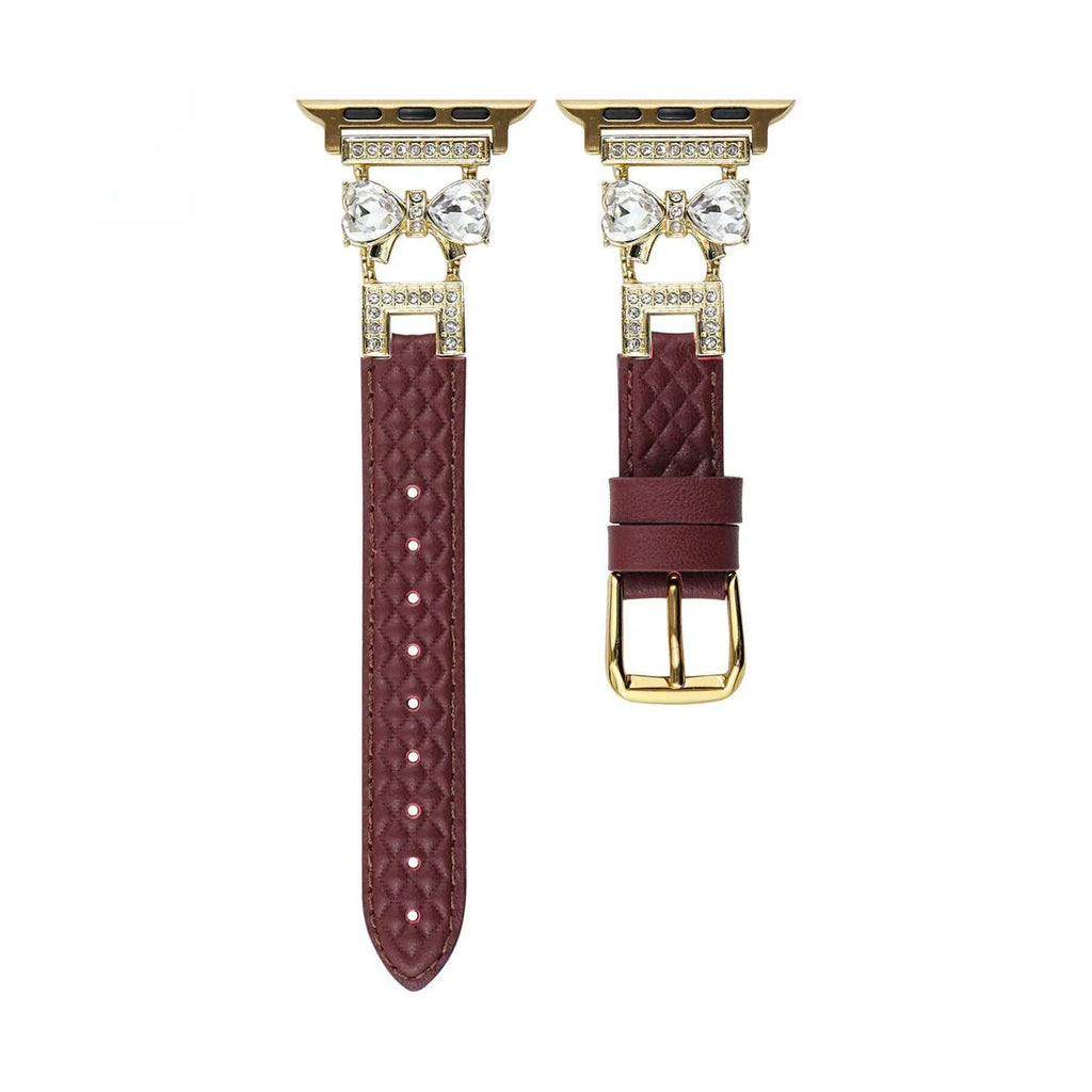 Correa para Apple Watch, para mujer, chic en cuero split, cinta con strass brillante, modelo Bellita