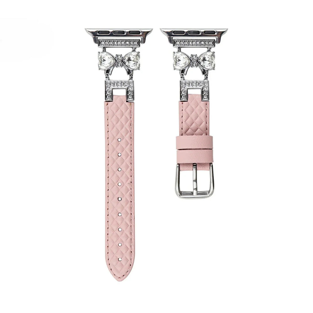Correa para Apple Watch, para mujer, chic en cuero split, cinta con strass brillante, modelo Bellita
