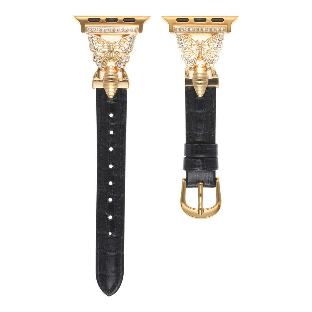 Correa Apple Watch, motivo mariposa engastado con pedrería, para mujer, modelo Djibi