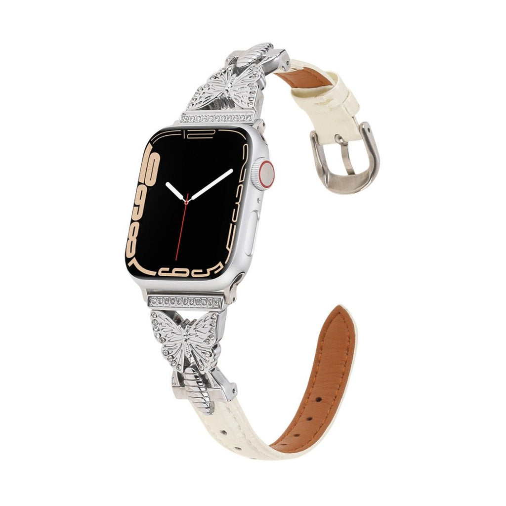 Correa Apple Watch, motivo mariposa engastado con pedrería, para mujer, modelo Djibi