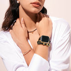 Correa Apple Watch de doble vuelta, cadena entrelazada y camelia esmaltada, para mujer, modelo Queenie