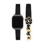 Correa Apple Watch de doble vuelta, cadena entrelazada y camelia esmaltada, para mujer, modelo Queenie