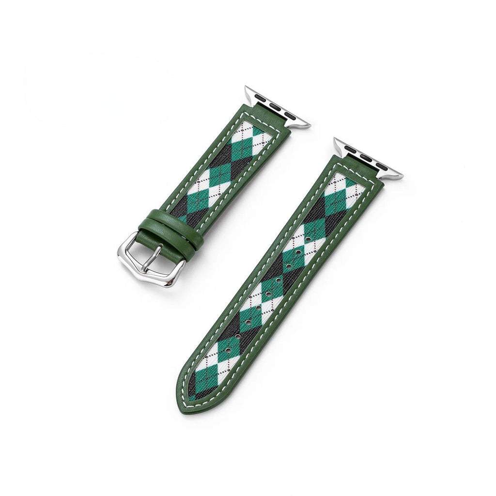 Correa Apple Watch, motivo rombos argyle, acabado en tela y cuero, para mujer, modelo Marni