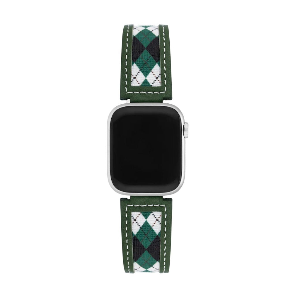 Correa Apple Watch, motivo rombos argyle, acabado en tela y cuero, para mujer, modelo Marni