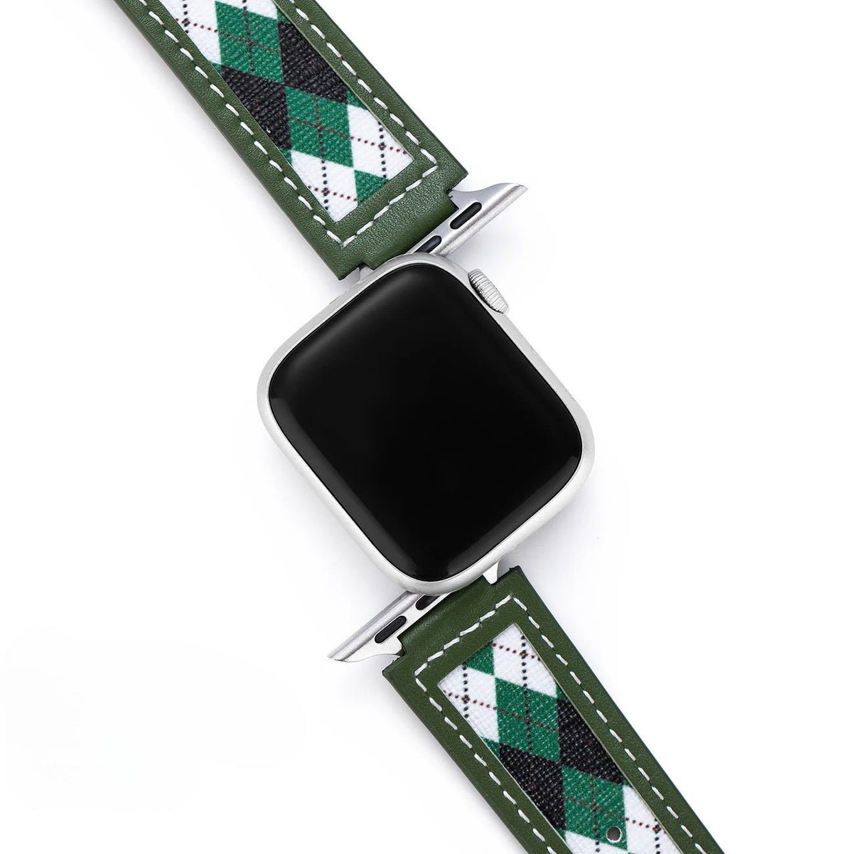 Correa Apple Watch, motivo rombos argyle, acabado en tela y cuero, para mujer, modelo Marni
