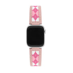 Correa Apple Watch, motivo rombos argyle, acabado en tela y cuero, para mujer, modelo Marni
