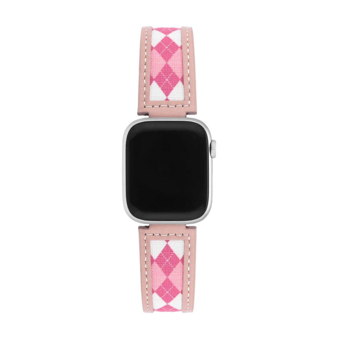Correa Apple Watch, motivo rombos argyle, acabado en tela y cuero, para mujer, modelo Marni
