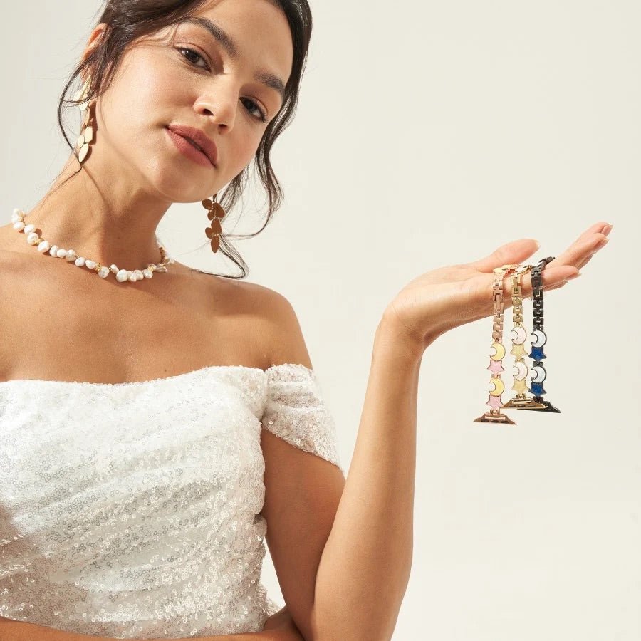 Correa Apple Watch, para mujer, estrella y luna, modelo Stormi
