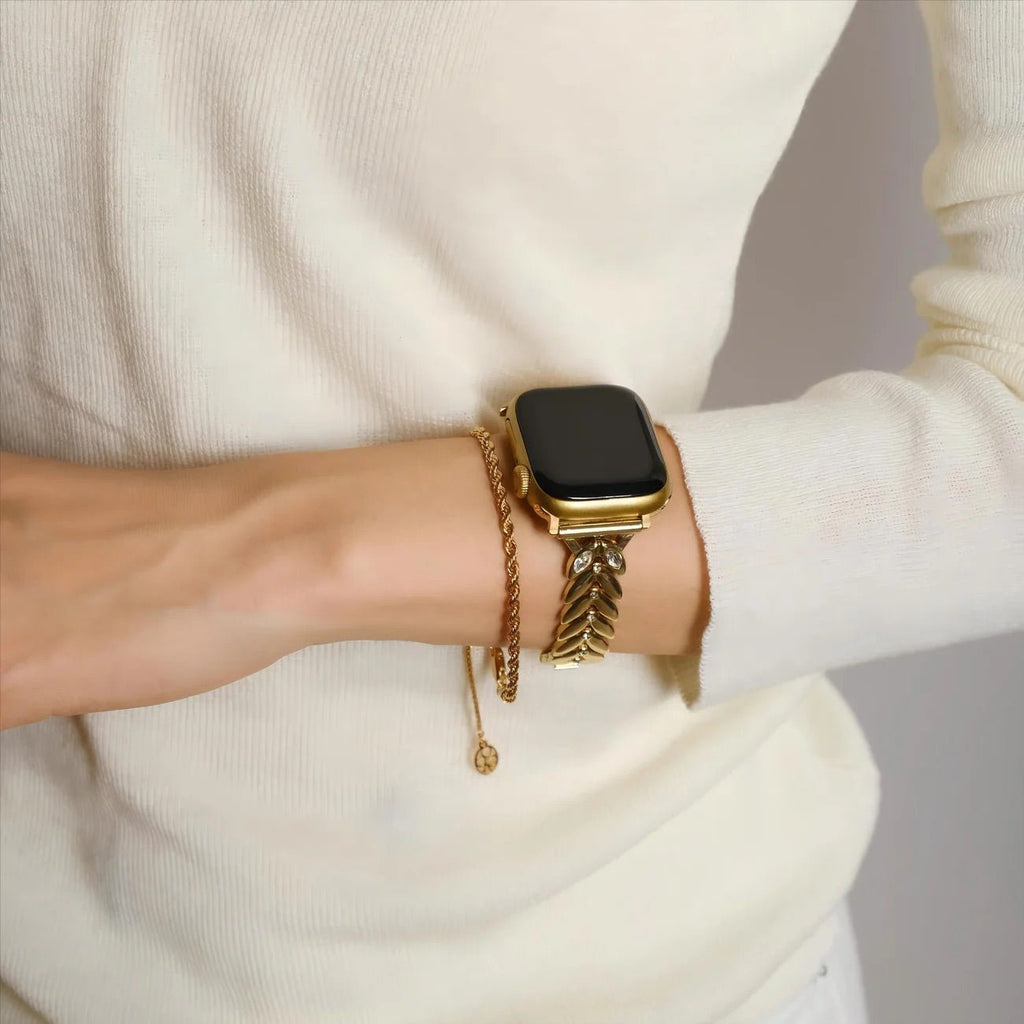 Correa Apple Watch, para mujer, hojas entrelazadas, chic, modelo Lokla