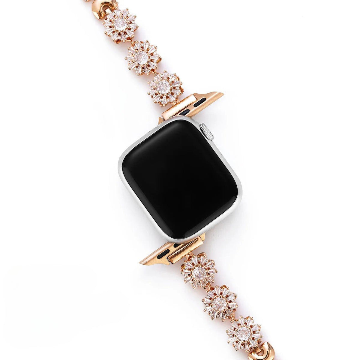Correa Apple Watch, motivo trébol engastado con circonitas, para mujer, modelo Lotia