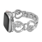 Correa Apple Watch para mujer, malla de aleación con motivo de corazón, joya con huella de pata, accesorio elegante para reloj inteligente, regalo ideal para amantes de los animales, modelo Patoune