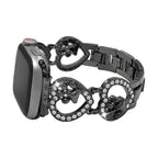 Correa Apple Watch para mujer, malla de aleación con motivo de corazón, joya con huella de pata, accesorio elegante para reloj inteligente, regalo ideal para amantes de los animales, modelo Patoune