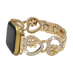 Correa Apple Watch para mujer, malla de aleación con motivo de corazón, joya con huella de pata, accesorio elegante para reloj inteligente, regalo ideal para amantes de los animales, modelo Patoune