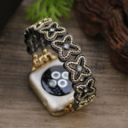 Correa Apple Watch de malla floral calada, pedrería y acabado bicolor, modelo Harpie