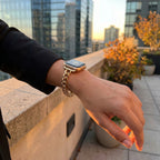 Correa Apple Watch, malla cubana de aleación pulida, ajustable a presión, para mujer, modelo Kinesse