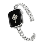 Correa Apple Watch, malla cubana de aleación pulida, ajustable a presión, para mujer, modelo Kinesse