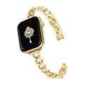 Correa Apple Watch, malla cubana de aleación pulida, ajustable a presión, para mujer, modelo Kinesse