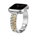 Correa Apple Watch para mujer, malla hexagonal de aleación metálica, detalles brillantes, cierre ajustable, modelo Simia