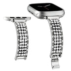 Correa Apple Watch para mujer, malla hexagonal de aleación metálica, detalles brillantes, cierre ajustable, modelo Simia