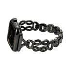 Pulsera para Apple Watch de mujer, eslabones metálicos ajustables, pulsera de reloj con nudos infinitos, accesorio de muñeca elegante, modelo Saline