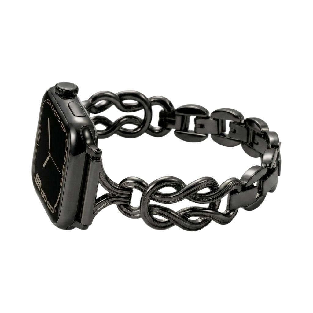 Pulsera para Apple Watch de mujer, eslabones metálicos ajustables, pulsera de reloj con nudos infinitos, accesorio de muñeca elegante, modelo Saline