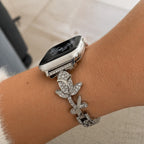 Pulsera para Apple Watch con motivo de rosa pavimentada de circonitas, eslabones ajustables, modelo Billia