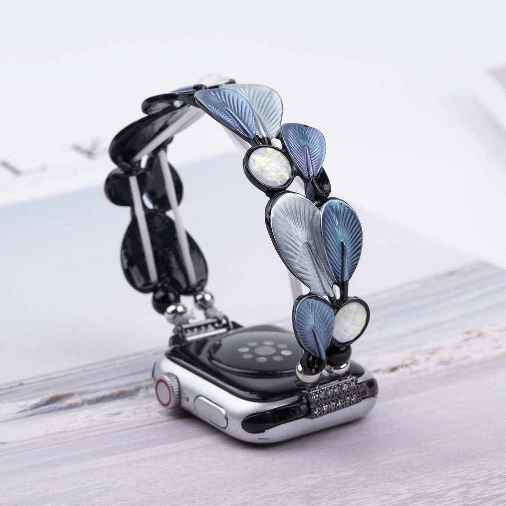 Correa Apple Watch, para mujer, plumas armoniosas, modelo Paonie