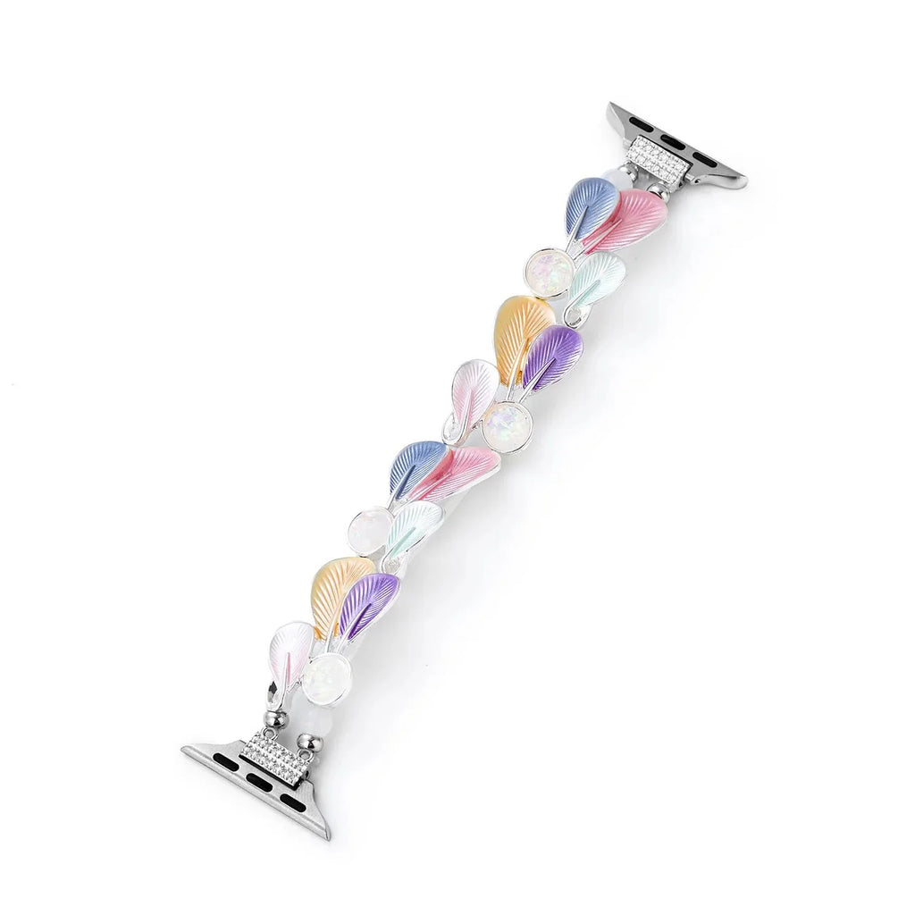 Correa Apple Watch, para mujer, plumas armoniosas, modelo Paonie