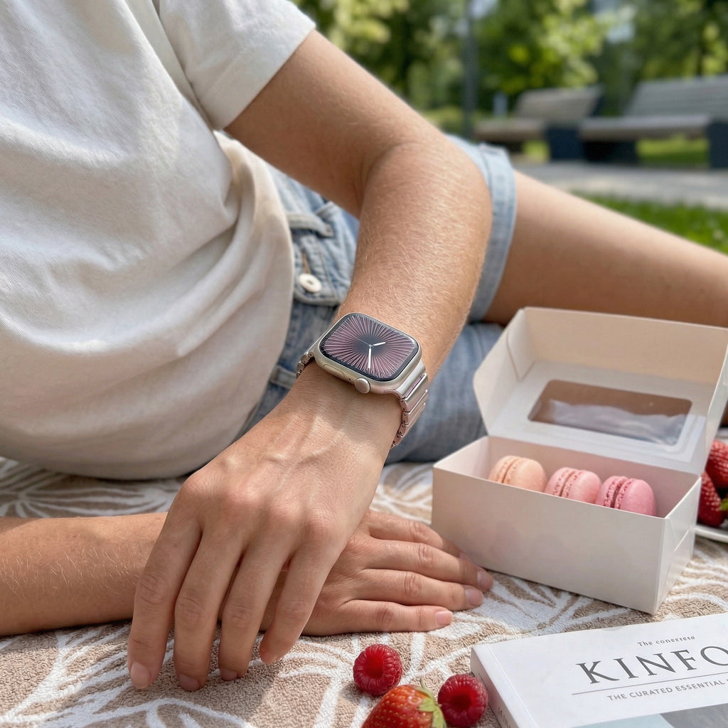 Correa Apple Watch Premium de acero inoxidable y FKM, para Apple Watch, diseño flexible y resistente, modelo Sigone