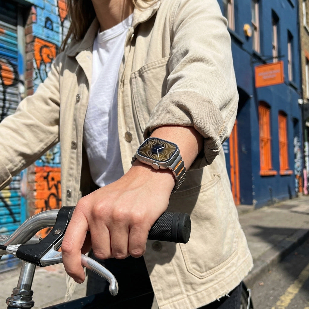 Correa Apple Watch Premium de acero inoxidable y FKM, para Apple Watch, diseño flexible y resistente, modelo Sigone