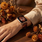 Correa Apple Watch de resina efecto carey, malla tipo cadena brillante, cierre desplegable de acero, modelo Wernale