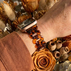 Correa Apple Watch de resina efecto carey, malla tipo cadena brillante, cierre desplegable de acero, modelo Wernale