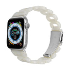 Correa Apple Watch de resina efecto carey, malla tipo cadena brillante, cierre desplegable de acero, modelo Wernale