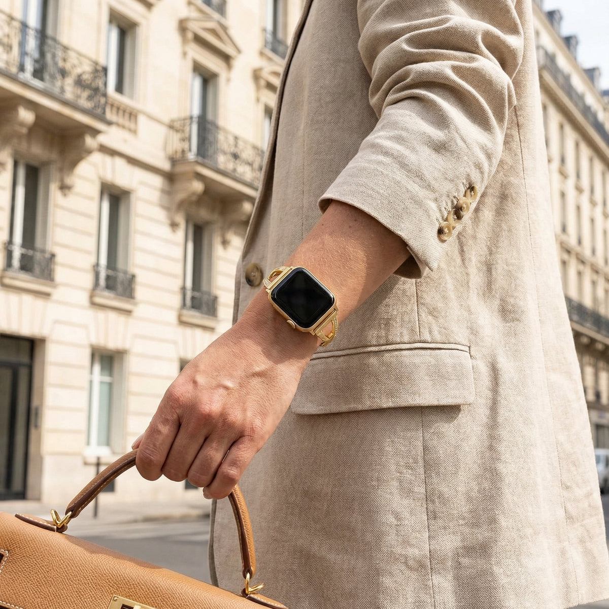 Correa Apple Watch, engastada con óxido de circonio, para mujer, modelo Initia