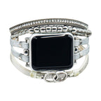Correa multi-hilera para Apple Watch, trenzado y strass, anillos entrelazados, cierre ajustable, modelo Lona