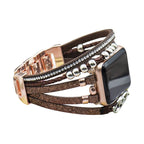 Correa multi-hilera para Apple Watch, trenzado y strass, anillos entrelazados, cierre ajustable, modelo Lona