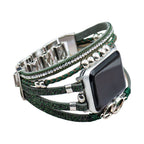 Correa multi-hilera para Apple Watch, trenzado y strass, anillos entrelazados, cierre ajustable, modelo Lona