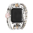 Correa Apple Watch multicapa, con dije de corazón infinito y piedra, para mujer, modelo Felicidad