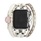 Correa Apple Watch multicapa, con dije de corazón infinito y piedra, para mujer, modelo Felicidad
