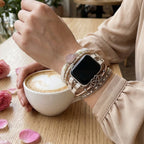 Correa Apple Watch multicapa, con dije de corazón infinito y piedra, para mujer, modelo Felicidad