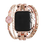 Correa Apple Watch multicapa, con dije de corazón infinito y piedra, para mujer, modelo Felicidad